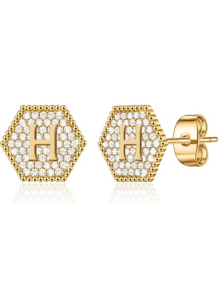 Laatikui Küpe Kız Çocuklar Için S925 Gümüş Post Altın Kaplama Mektup Küpe (Yurt Dışından)