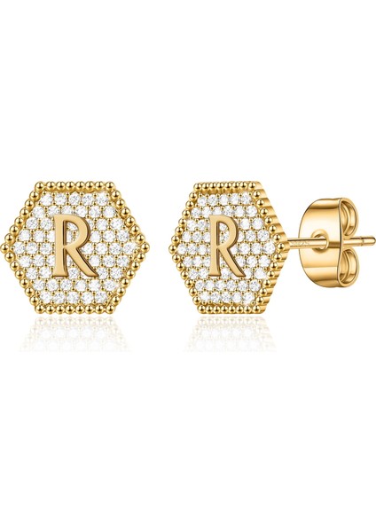 Laatikui Küpe Kız Çocuklar Için S925 Gümüş Post Altın Kaplama Mektup Küpe (Yurt Dışından)