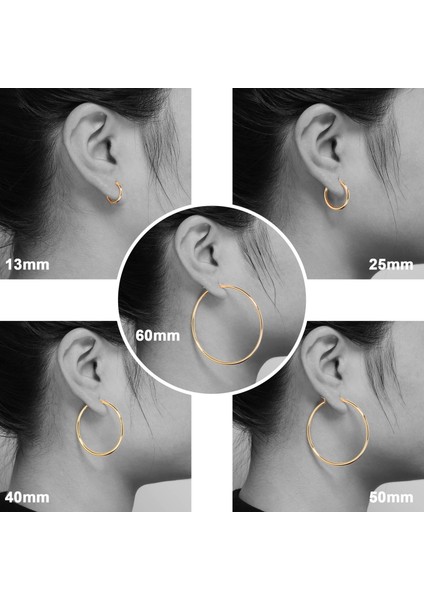 Tignn Halka Küpe Kadınlar Için 14K Altın Kaplama 925 Ayar Gümüş Post Hipoalerjenik Tıknaz Küpe (Yurt Dışından) fırsatları