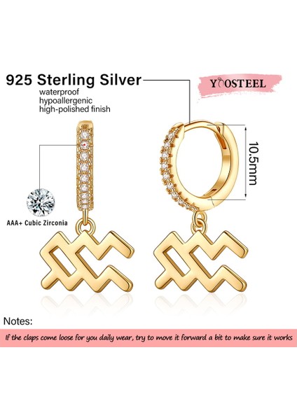 Laatikui Kova Küpe Huggie Hoop S925 Gümüş Post Burç Zodyak Küpe (Yurt Dışından) fiyatları