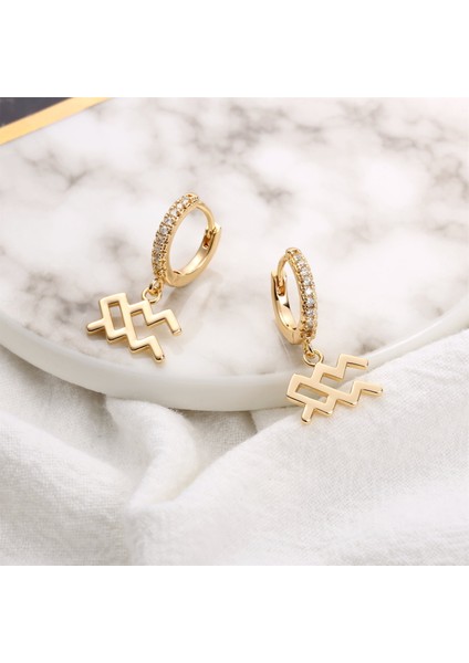 Laatikui Kova Küpe Huggie Hoop S925 Gümüş Post Burç Zodyak Küpe (Yurt Dışından) modelleri