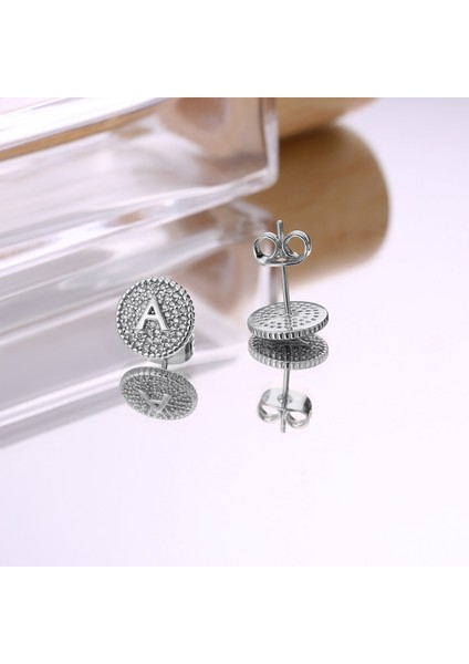 Laatikui Damızlık Küpe Kadınlar Için S925 Gümüş Post Kübik Zirkonya Disk Hipoalerjenik Küpe (Yurt Dışından) fiyatları