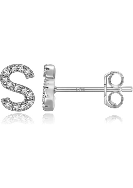 Laatikui Damızlık Küpe Kız Için 14K Gül Altın Kaplama S925 Gümüş Post Cz Alfabe Harf Damızlık Küpe (Yurt Dışından)