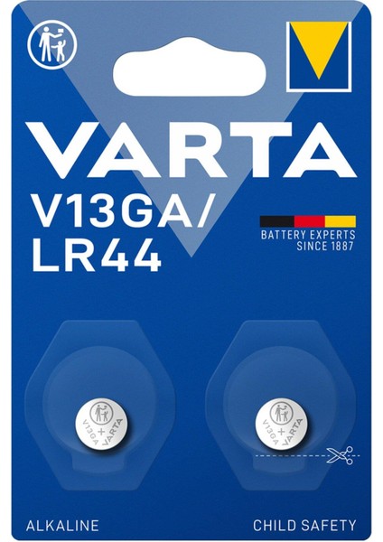 V13GA/LR44 1.5V Alkalin Pil 2'li