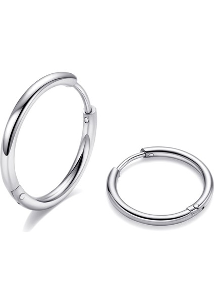 Laatikui 10MM Cerrahi Çelik Halka Küpe Siyah Huggie Halka Küpe Uyuyan Kıkırdak Küpe Kadınlar Için (Yurt Dışından)