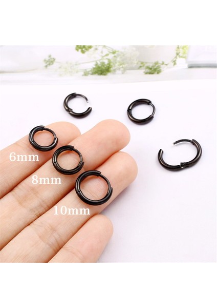 Laatikui 10MM Cerrahi Çelik Halka Küpe Siyah Huggie Halka Küpe Uyuyan Kıkırdak Küpe Kadınlar Için (Yurt Dışından) fiyatları