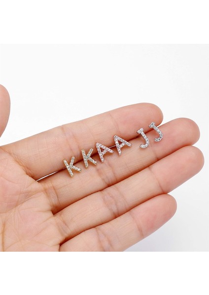Laatikui Damızlık Küpe Kız Için 14K Gül Altın Kaplama S925 Gümüş Post Cz Alfabe Harf Damızlık Küpe (Yurt Dışından) fırsatları