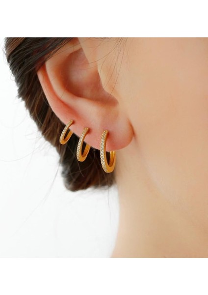 Laatikui 925 Ayar Gümüş Post Kübik Zirkonya Huggie Halka Küpe 14K Altın Kaplama Açacağı Cz Huggy Halka Küpe (Yurt Dışından) fırsatları