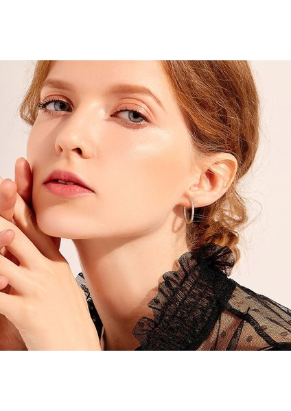 Laatikui 925 Ayar Gümüş Post Kübik Zirkonya Huggie Halka Küpe 14K Altın Kaplama Açacağı Cz Huggy Halka Küpe (Yurt Dışından) indirimleri