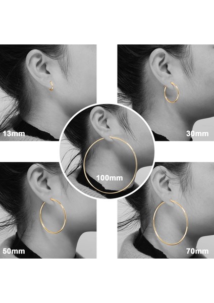 Laatikui Altın Çember Küpe Kadınlar Için 14K Altın Kaplama 925 Ayar Gümüş Post Hipoalerjenik Küpe (Yurt Dışından) modelleri