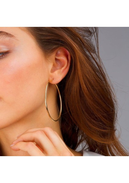 Laatikui Altın Çember Küpe Kadınlar Için 14K Altın Kaplama 925 Ayar Gümüş Post Hipoalerjenik Küpe (Yurt Dışından) indirimleri