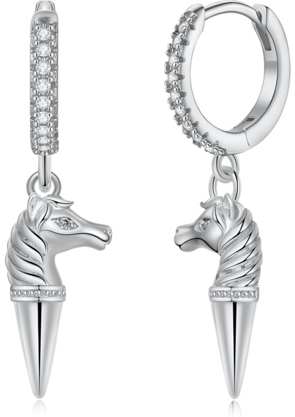 S925 Gümüş Post At Küpe At Dangle Altın Huggie Halka Küpe Kadınlar Için 14K Altın Kaplama Kübik Zirkonya Halka Küpe Charm Huggie Küpe ile Kadınlar Için Takı (Yurt Dışından)