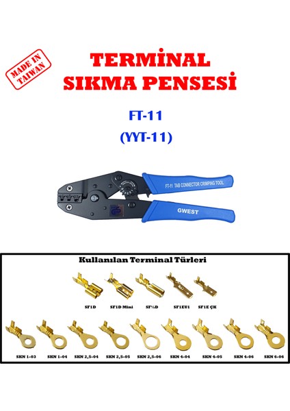 Gw-11 Terminal Sıkma Pensesi Gwest (Ft 11) (Yyt 11)