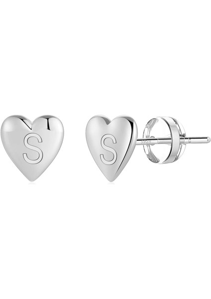 Laatikui Kalp Damızlık Küpe Kızlar Için S925 Gümüş Post 14K Altın Kaplama Dainty Mektup Küpe Kadın Kız Çocuklar Için Hassas Kız Küpe (Yurt Dışından)