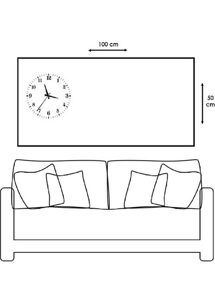 Zevahir Mobilya Dekorasyon Sevimli Parmaklar Saatli Ahşap Şase Dijital Baskı Kanvas Tablo 50 x 100 cm