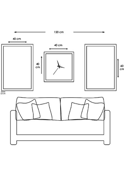 Zevahir Mobilya Dekorasyon Tasarım Renkli Saatli Ahşap Şase Dijital Baskı Kanvas Tablo 50 x 100 cm