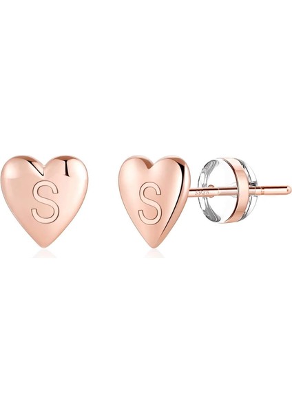 Laatikui Kalp Damızlık Küpe Kızlar Için S925 Gümüş Post 14K Altın Kaplama Dainty Mektup Küpe Kadın Kız Çocuklar Için Hassas Kız Küpe (Yurt Dışından)