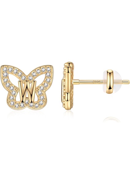 Laatikui Kelebek Küpe Kız 14K Altın Kaplama S925 Gümüş Küçük Kız Küpe (Yurt Dışından)