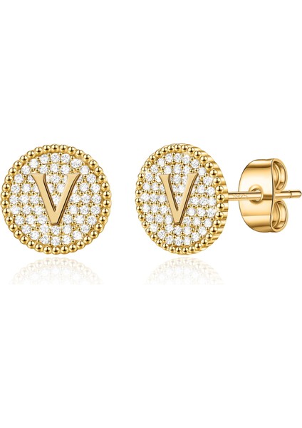 Laatikui Damızlık Küpe Kadınlar Için S925 Gümüş Post Kübik Zirkonya Disk Hipoalerjenik Küpe (Yurt Dışından)