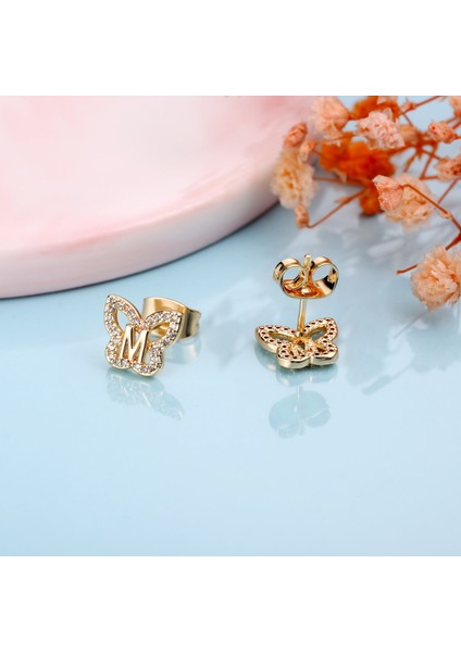 Laatikui Kelebek Küpe Kız 14K Altın Kaplama S925 Gümüş Küçük Kız Küpe (Yurt Dışından) modelleri