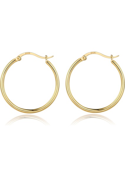 Laatikui Altın Çember Küpe Kadınlar Için 14K Altın Kaplama 925 Ayar Gümüş Post Hipoalerjenik Küpe (Yurt Dışından)