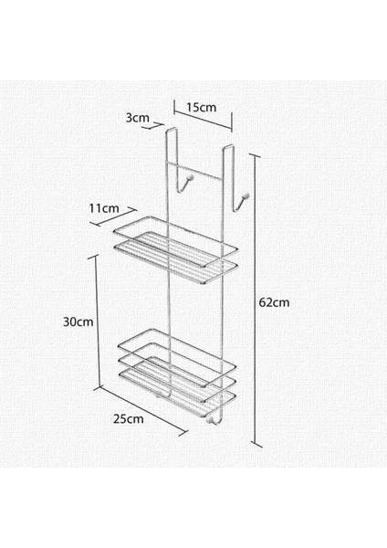 LM-065 Asmalı 2 Katlı Düz Banyo Duşakabin Rafı Krom