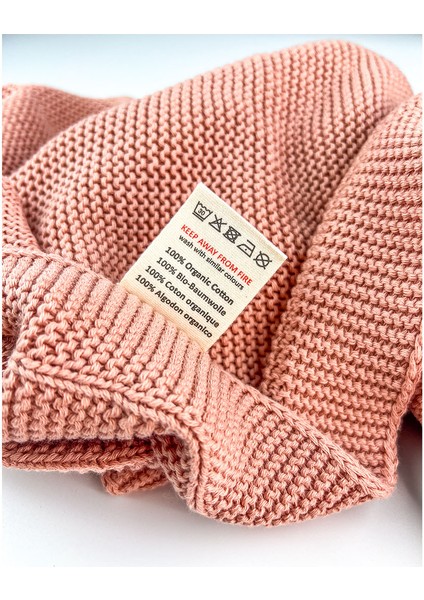 Triko Örgü Bebek Battaniyesi 80X100 Pembe