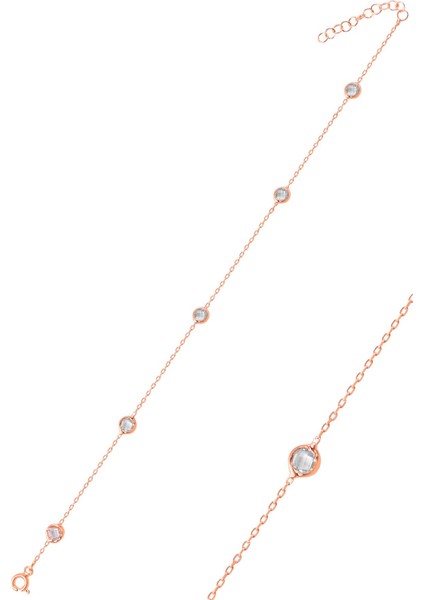 Gümüş Rose Zirkon Tek Sıra Taşlı Bileklik SGTL12500ROSE