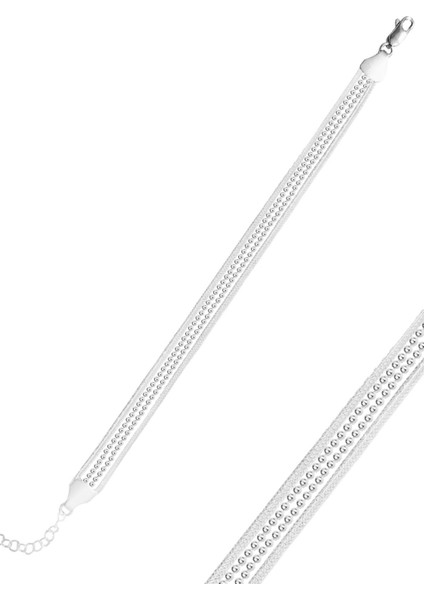 Gümüş 4 Sıra Toplu Midyat Hasırı Bileklik SGTL12505GUMUS