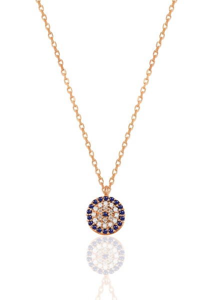 Gümüş Rose Zirkon Taşlı Nazar Kolye SGTL12511ROSE