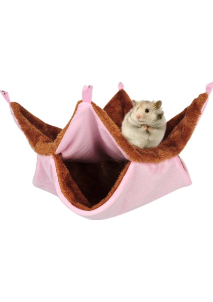 Pembe Kürk Stili 34X34CM Fareler Için Hamak Çift Katlı Peluş Sıcak Yatak Hamster Ev Yuvası Uyku Tulumu Asılı Ağaç Yataklar Mez Guinea Pig Hamster Kafesi (Yurt Dışından)