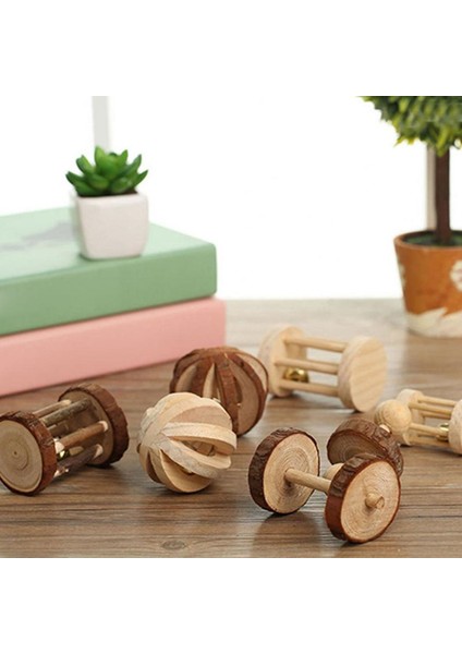 No.7 Tarzı S Beden Sevimli Doğal Ahşap Tavşanlar Hamster Oyuncakları Çam Dumbells Tek Tekerlek Çanlı Silindir Oyuncaklar Hamsterler Için Malzemeler (Yurt Dışından)