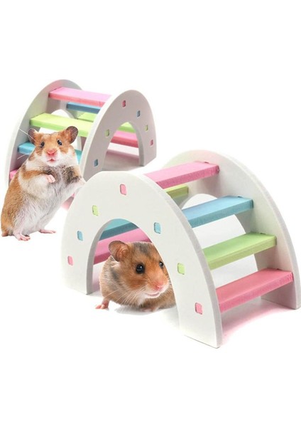 C Stili Sevimli Hamster Renkli Merdiven Oyuncakları Küçük Hayvanlar Tırmanma Ahşap Gökkuşağı Köprü Oyuncak Pet Aksesuarları 14 x 7 x 8 cm x 3.15 (Yurt Dışından)