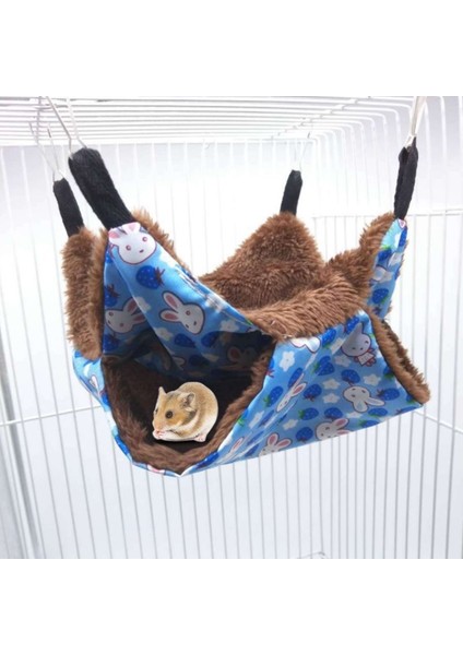Mavi Stil S Beden Ev Hayvanları Döşemeli Iki Katlı Peluş Yumuşak Kışlık Sıcak Asma Yuva Yatak Küçük Evcil Hayvanlar Hamster Sincap Illa Evi (Yurt Dışından)