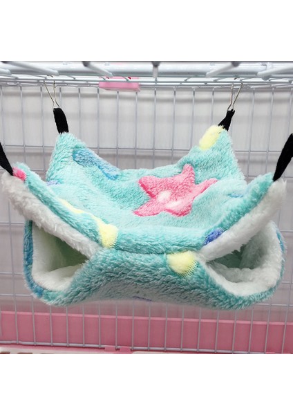 Yeşil Stil 20X20CM Küçük Evcil Hayvan Hamak Asma Yatak Hamster Kafes Küçük Hayvan Hamak Rahat Çift Katmanlı Peluş Pamuk Asma Kafes Hamster Yatağı (Yurt Dışından)