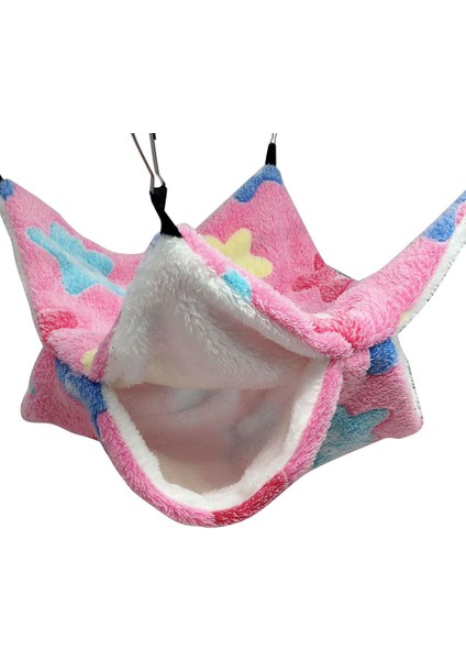 Deniz Yıldızı Tozu Tarzı 20X20CM Küçük Evcil Hayvan Hamak Asma Yatak Hamster Kafes Küçük Hayvan Hamak Rahat Çift Katmanlı Peluş Pamuk Asma Kafes Hamster Yatağı (Yurt Dışından)