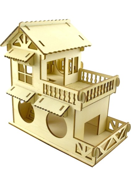Ben Stil Hamster Saklanma Yeri Ahşap Kulübe Küçük Hayvanlar Çift Katlı Villa Sıçan Oda Evi Kafes Egzersiz Oyuncak Merdivenli Pano (Yurt Dışından) fırsatları