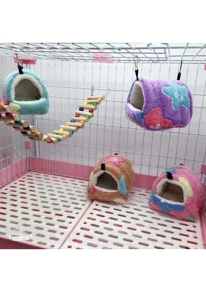 Sarı Yıldız Stili L 17X15CM Hamster Aksesuarları Için Sıcak Kafes ve Yuva Yatağı - Küçük Hayvan Yuvası - Tavşan, Sıçan, Kirpi Için Uygun (Yurt Dışından)