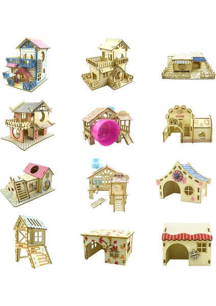 F Stili Hamster Saklanma Yeri Ahşap Kulübe Küçük Hayvanlar Çift Katlı Villa Sıçan Oda Evi Kafes Egzersiz Oyuncak Merdivenli Pano (Yurt Dışından) indirimleri