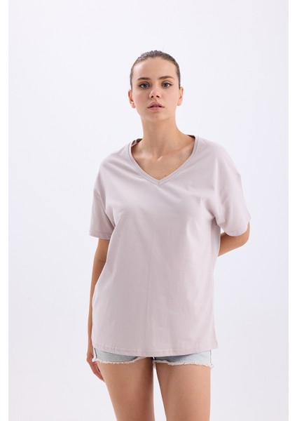 V Yaka Oversize T-Shirt