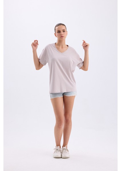 V Yaka Oversize T-Shirt