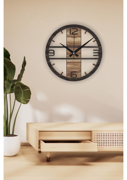 Landiwork Ahşap Sessiz Duvar Saati, Mutfak Duvar Saati, Modern Duvar Saati, Yeni Ev Hediyesi , Yeni Ofis Hediyesi, 42cm