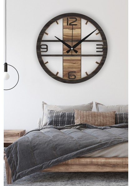 Landiwork Ahşap Sessiz Duvar Saati, Mutfak Duvar Saati, Modern Duvar Saati, Yeni Ev Hediyesi , Yeni Ofis Hediyesi, 42cm