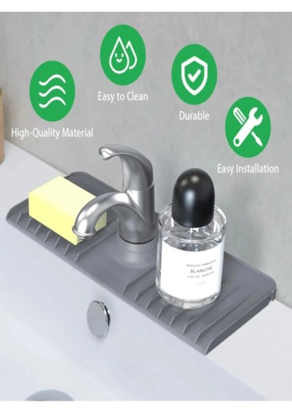 2 adet Elastik Musluk Matı Su Tutucu Düzenleyici Kaydırmaz Taban Organizer Mutfak Banyo Lavabo fırsatları
