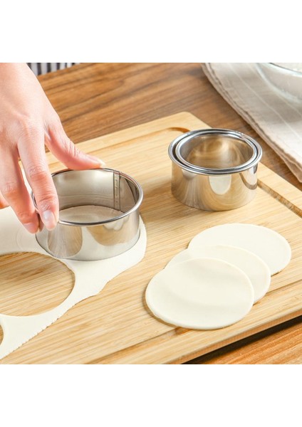 3 Adet Tarzı Ev Için Paslanmaz Çelik Yuvarlak Mantı Kalıpları Seti Kesici Maker Kurabiye Hamur Kesme Aracı Mutfak Gereçleri 3 Parça (Yurt Dışından)