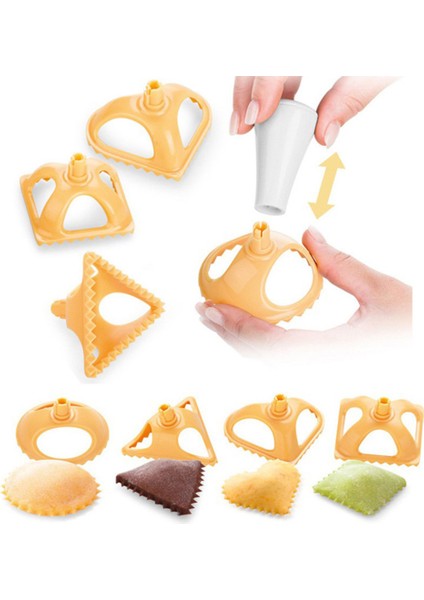 Sarı Stil Mutfak Mantı Yapım Kalıbı 4 Parça Set Mutfak Kendin Yap Mantı Yapım Aracı Hamur Sıkma Pie Ravioli Kalıbı Fırın Aracı (Yurt Dışından) fiyatları