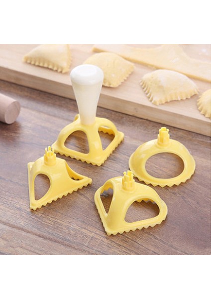 Sarı Stil Mutfak Mantı Yapım Kalıbı 4 Parça Set Mutfak Kendin Yap Mantı Yapım Aracı Hamur Sıkma Pie Ravioli Kalıbı Fırın Aracı (Yurt Dışından) fırsatları