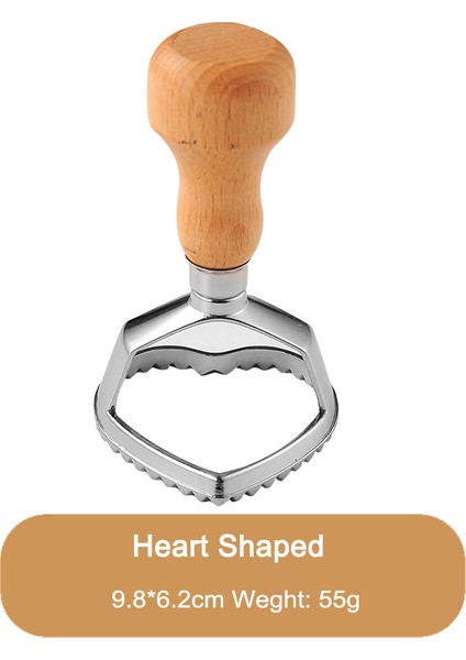 Kalp Şeklinde Stil Doğal Ahşap Saplı Kare Yuvarlak Kalp Şeklinde Ravioli Damga Mantı Kalıbı Kesici Pres (Yurt Dışından)