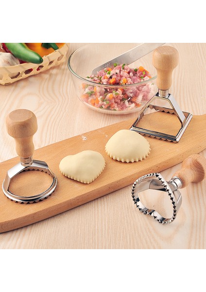 Kalp Şeklinde Stil Doğal Ahşap Saplı Kare Yuvarlak Kalp Şeklinde Ravioli Damga Mantı Kalıbı Kesici Pres (Yurt Dışından) fiyatları