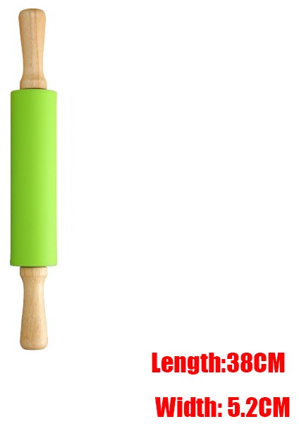 Yeşil L Tarzı Ahşap Saplı Yuvarlak Mutfak Rulo Çocuklar Için Hamur Şekeri Rulo Baking Ekmek Yapımı (Yurt Dışından)